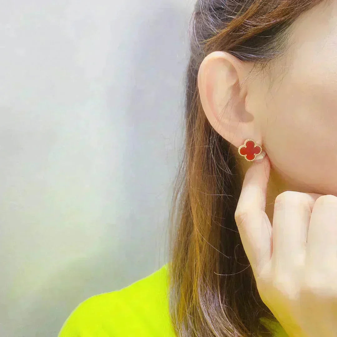 [Regalia Jewelry]CLOVER MEDIUM 1 MOTIFS CARNELIAN  EARRINGS