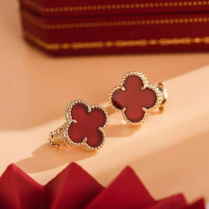 [Regalia Jewelry]CLOVER MEDIUM 1 MOTIFS CARNELIAN  EARRINGS