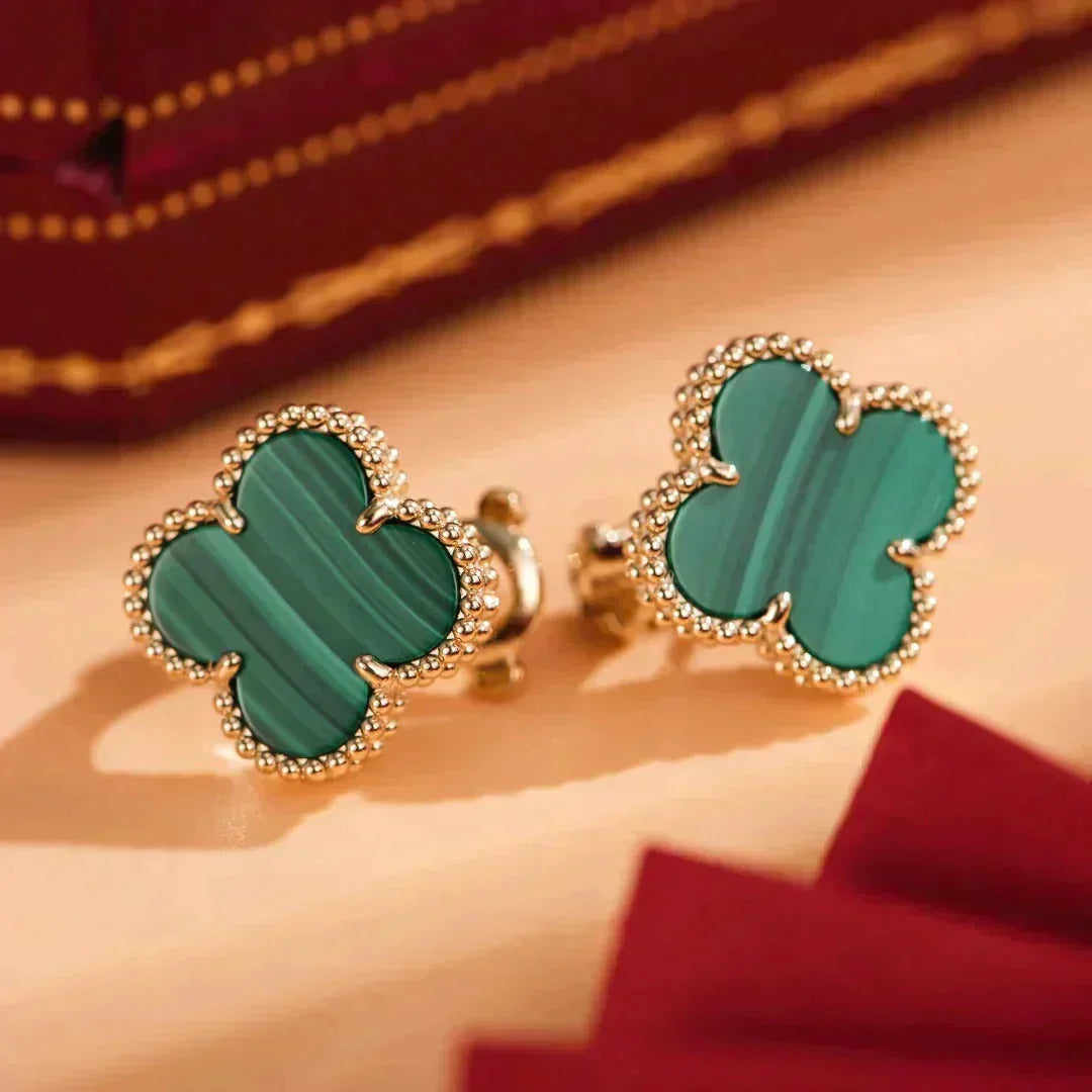 [Regalia Jewelry]CLOVER MEDIUM 1 MOTIFS MALACHITE  EARRINGS