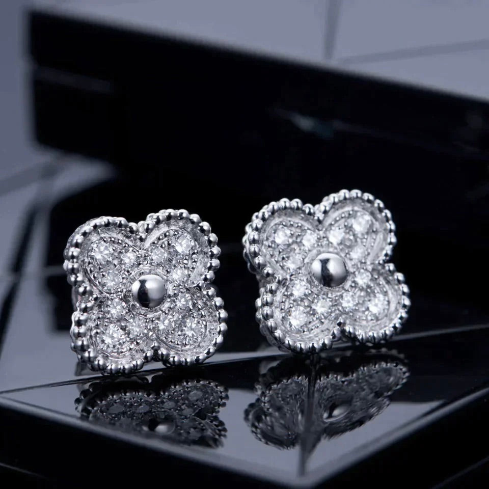 [Regalia Jewelry]CLOVER 1 MOTIFS DIAMOND STUD EARRINGS SILVER
