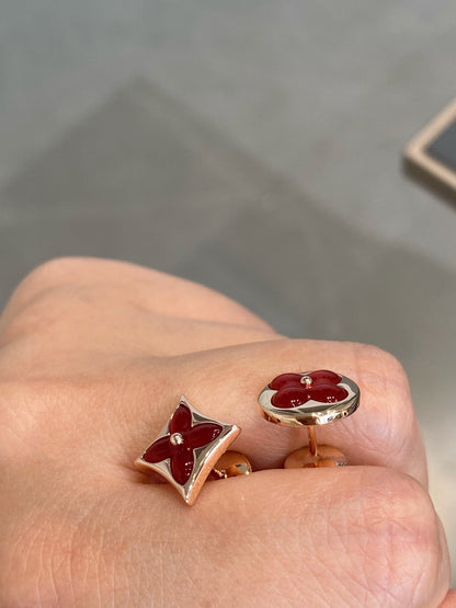[Regalia Jewelry]STAR AND SUN PINK GOLD CARNELIAN STUD EARRINGS