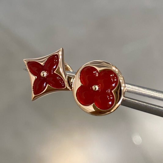 [Regalia Jewelry]STAR AND SUN PINK GOLD CARNELIAN STUD EARRINGS
