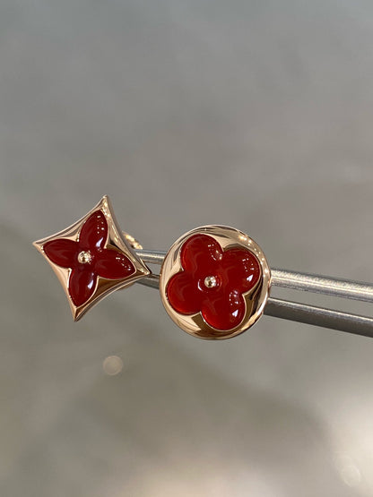 [Regalia Jewelry]STAR AND SUN PINK GOLD CARNELIAN STUD EARRINGS