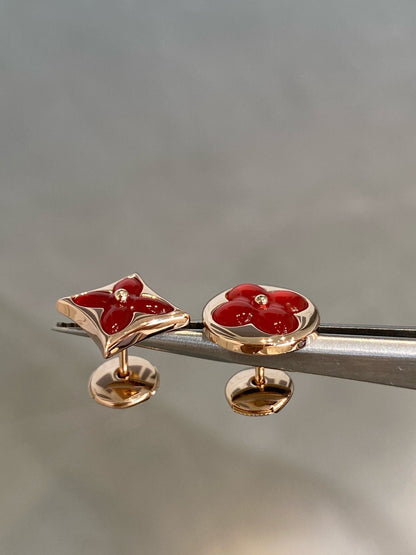 [Regalia Jewelry]STAR AND SUN PINK GOLD CARNELIAN STUD EARRINGS