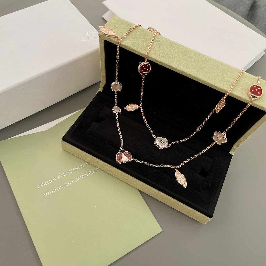 [Regalia Jewelry]LUCKY SPRING 15 MOTIFS ROSE GOLD NECKLACE