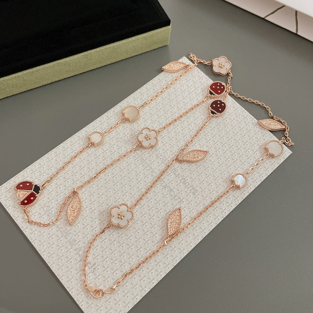 [Regalia Jewelry]LUCKY SPRING 15 MOTIFS ROSE GOLD NECKLACE
