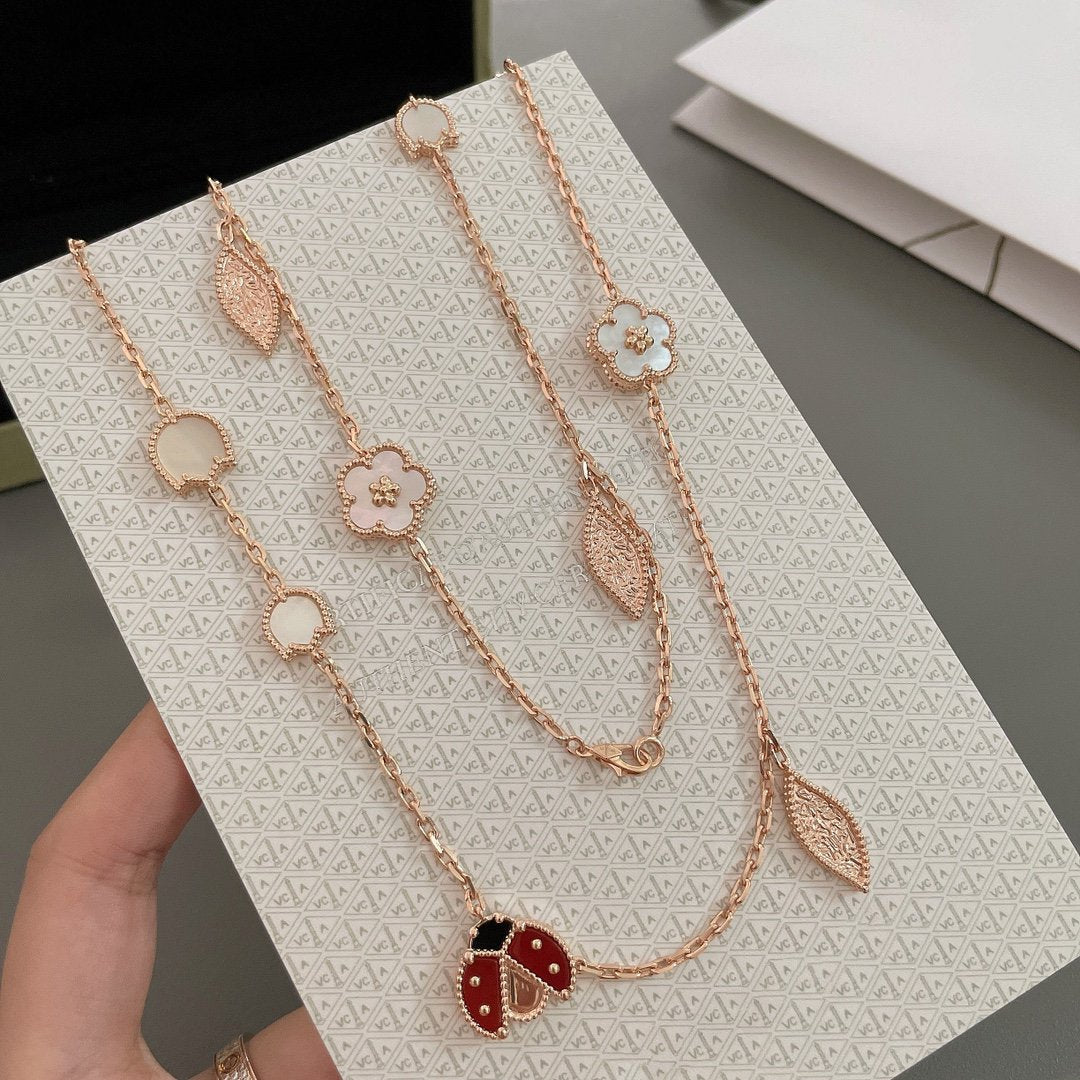 [Regalia Jewelry]LUCKY SPRING 15 MOTIFS ROSE GOLD NECKLACE