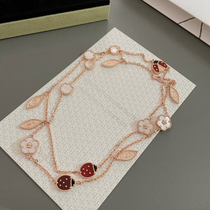 [Regalia Jewelry]LUCKY SPRING 15 MOTIFS ROSE GOLD NECKLACE