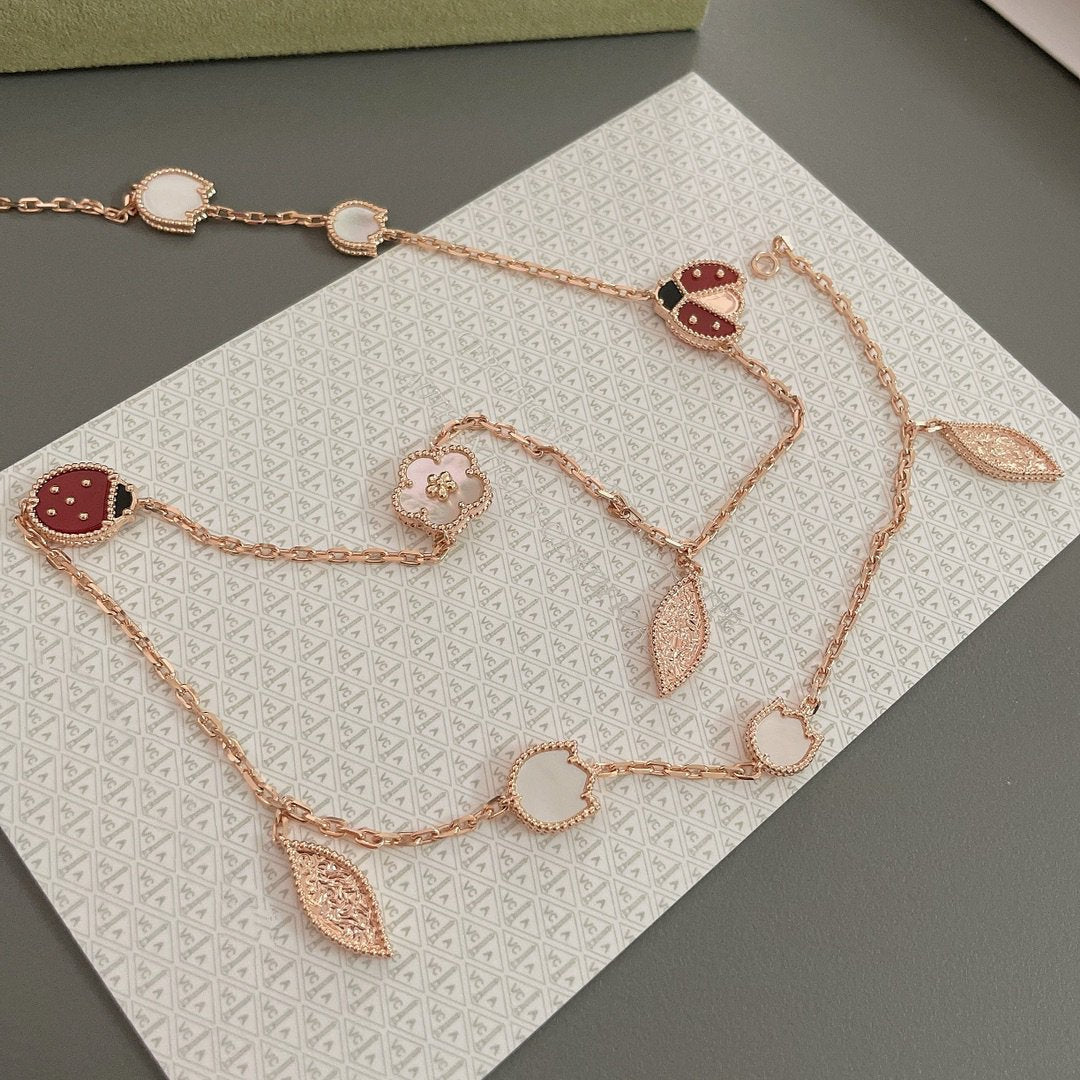 [Regalia Jewelry]LUCKY SPRING 15 MOTIFS ROSE GOLD NECKLACE