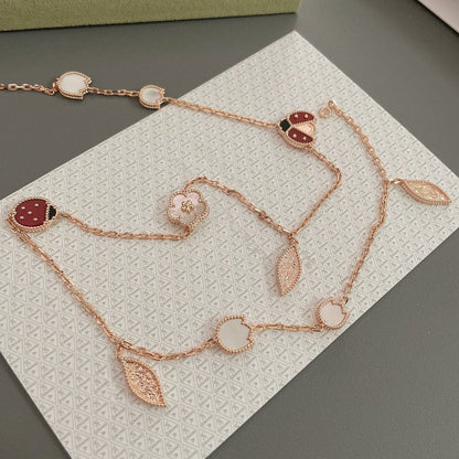 [Regalia Jewelry]LUCKY SPRING 15 MOTIFS ROSE GOLD NECKLACE