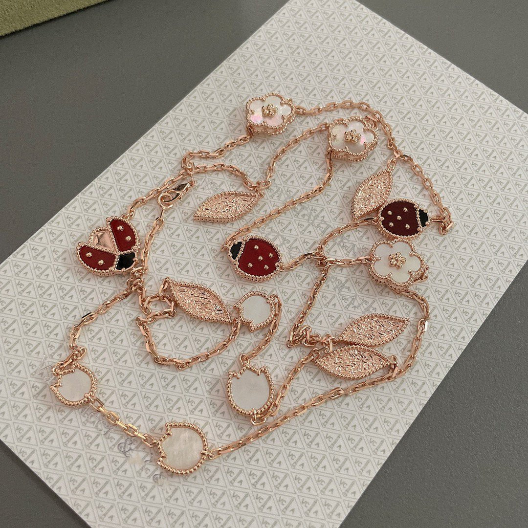 [Regalia Jewelry]LUCKY SPRING 15 MOTIFS ROSE GOLD NECKLACE