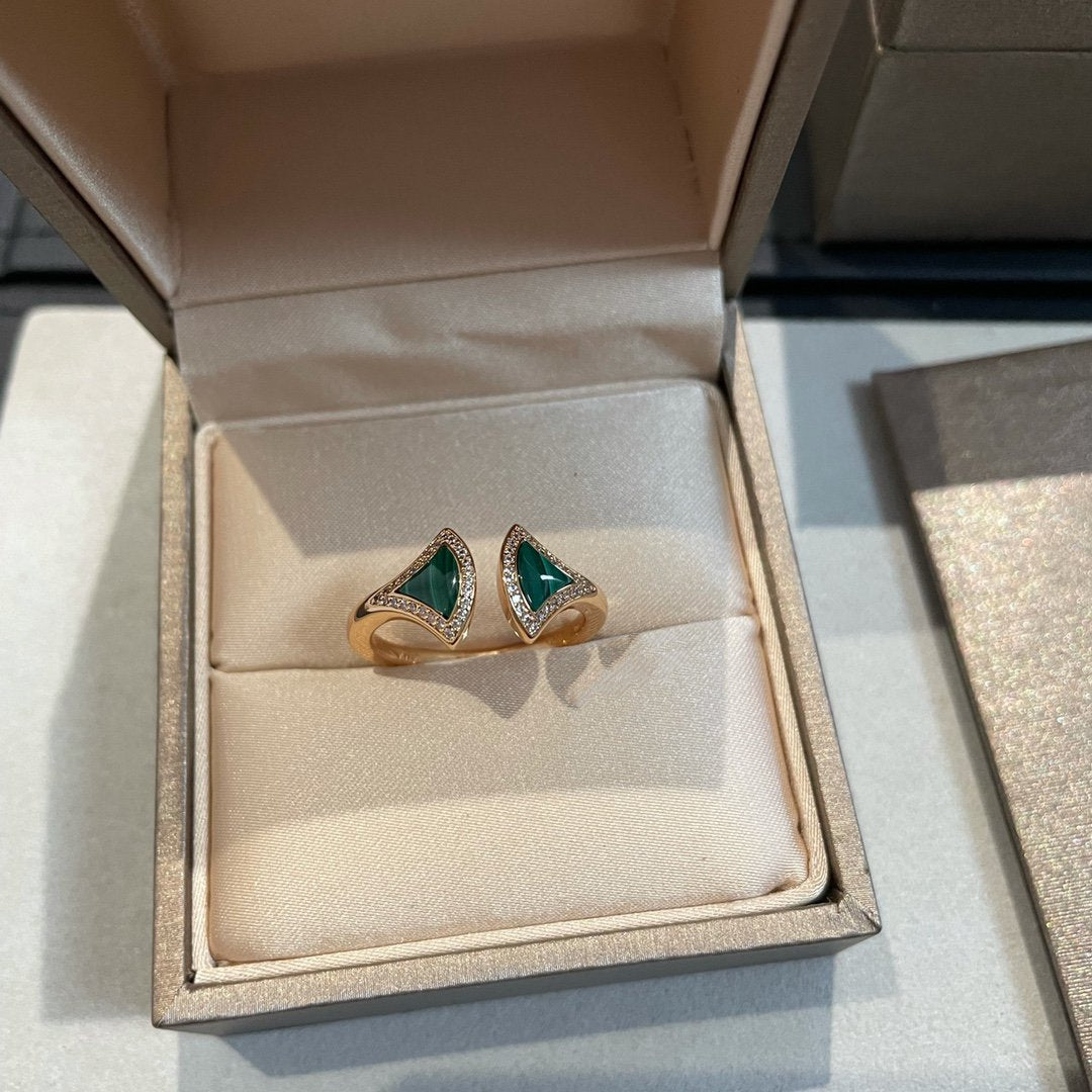 [Regalia Jewelry]DREAM MALACHITE DIAMOND OPEN RING