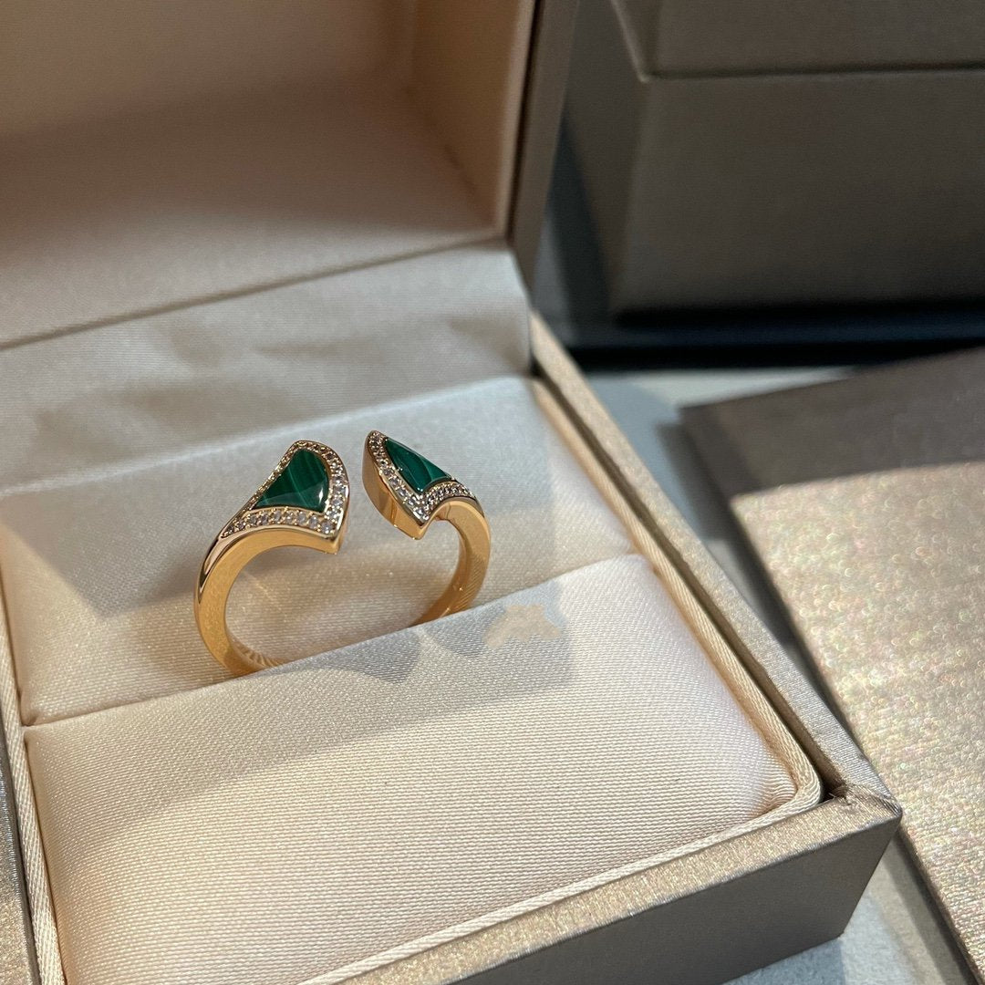 [Regalia Jewelry]DREAM MALACHITE DIAMOND OPEN RING