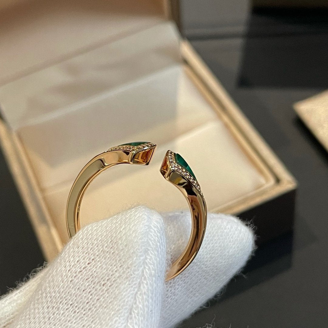[Regalia Jewelry]DREAM MALACHITE DIAMOND OPEN RING