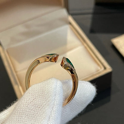 [Regalia Jewelry]DREAM MALACHITE DIAMOND OPEN RING