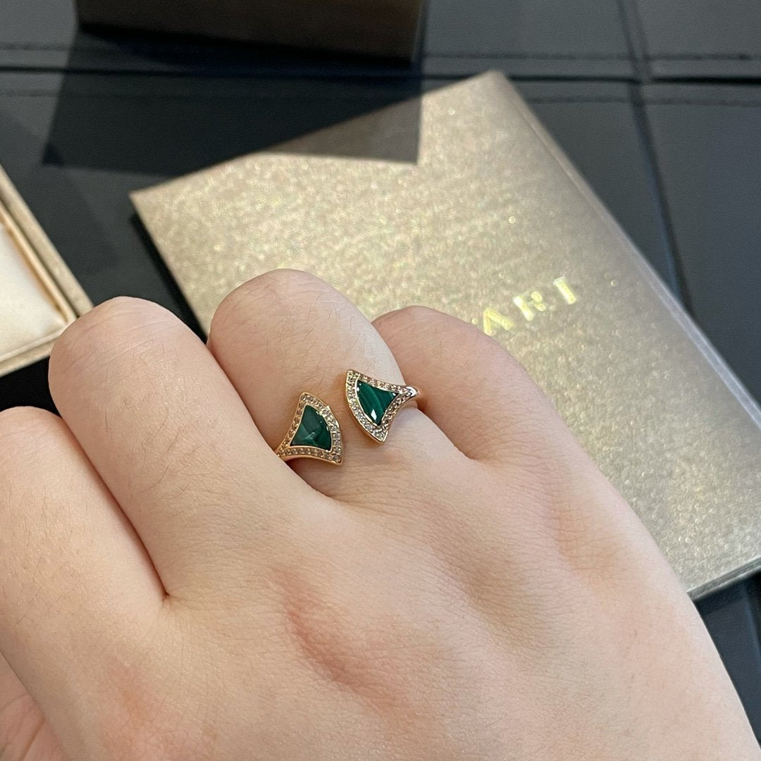 [Regalia Jewelry]DREAM MALACHITE DIAMOND OPEN RING