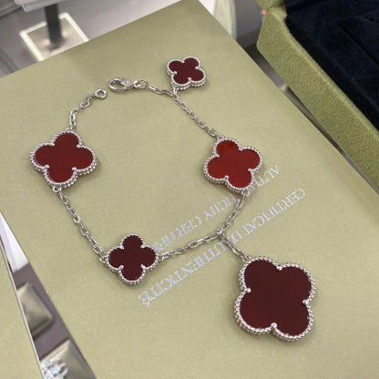 [Regalia Jewelry]CLOVER 5 MOTIFS SIVLER CARNELIAN BRACELET