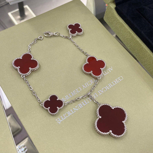 [Regalia Jewelry]CLOVER 5 MOTIFS SIVLER CARNELIAN BRACELET