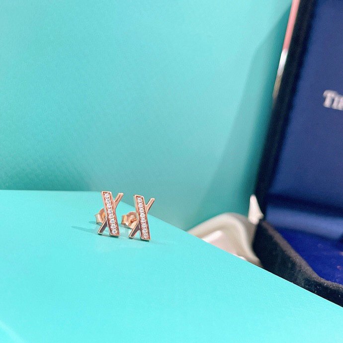 [Regalia Jewels]X EARRINGS ROSE GOLD DIAMONDS