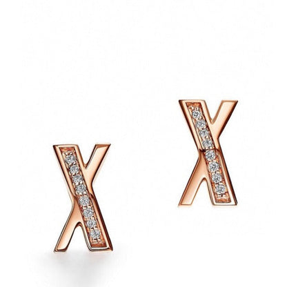 [Regalia Jewels]X EARRINGS ROSE GOLD DIAMONDS