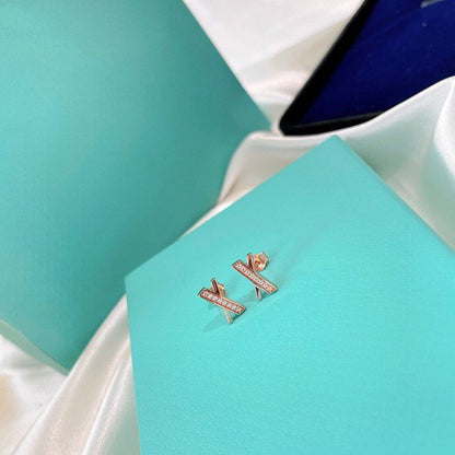 [Regalia Jewels]X EARRINGS ROSE GOLD DIAMONDS