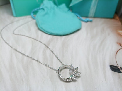[Regalia Jewels]DIAMOND VINE CIRCLE PENDANT PLATINUM NECKLACE