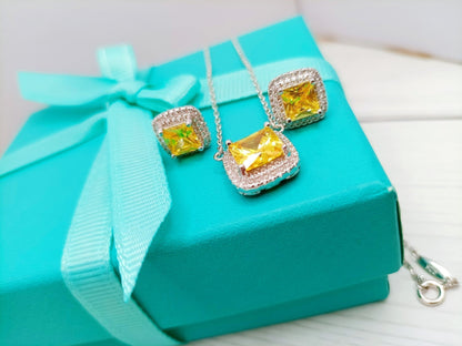[Regalia Jewels]SPARKLERS CITRINE GEMSTONE PENDANT NECKLACE STERLING SILVER