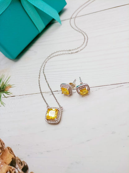 [Regalia Jewels]SPARKLERS CITRINE GEMSTONE PENDANT NECKLACE STERLING SILVER