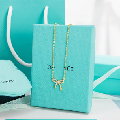 [Regalia Jewels]RIBBON NECKLACE BOW PENDANT DIAMOND CHARM CHAIN