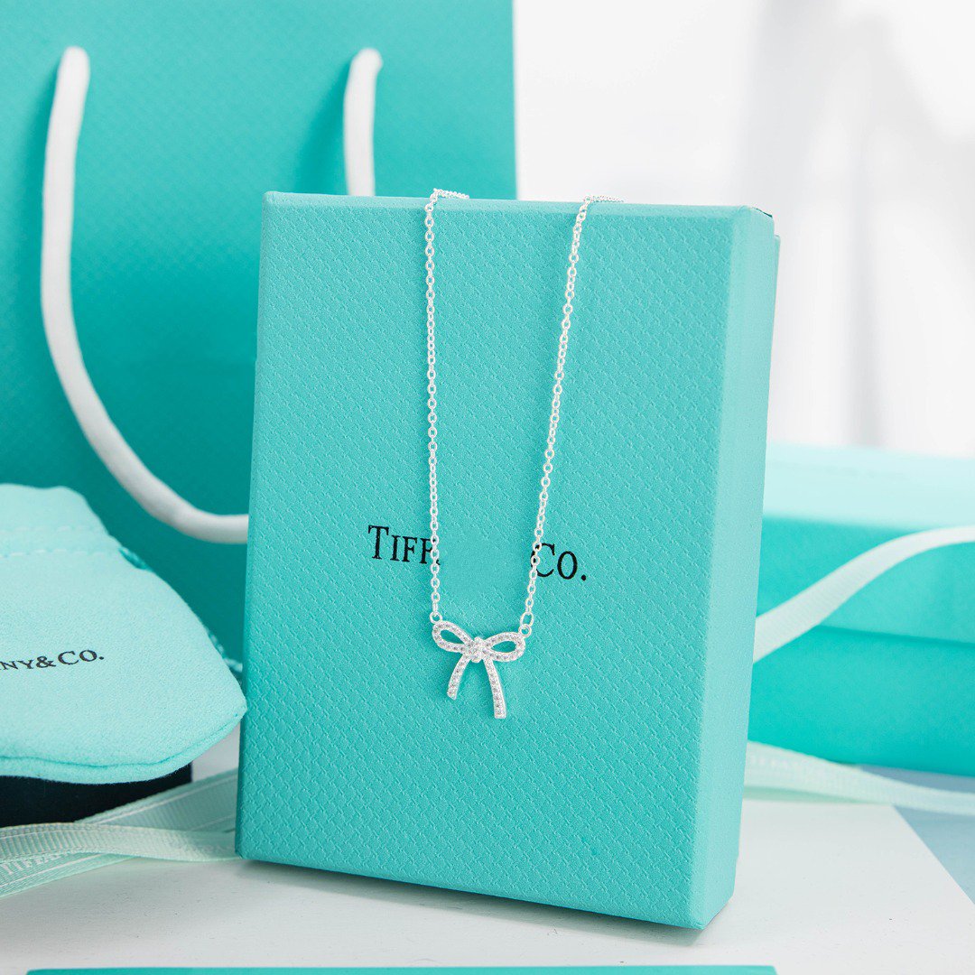 [Regalia Jewels]RIBBON NECKLACE BOW PENDANT DIAMOND CHARM CHAIN