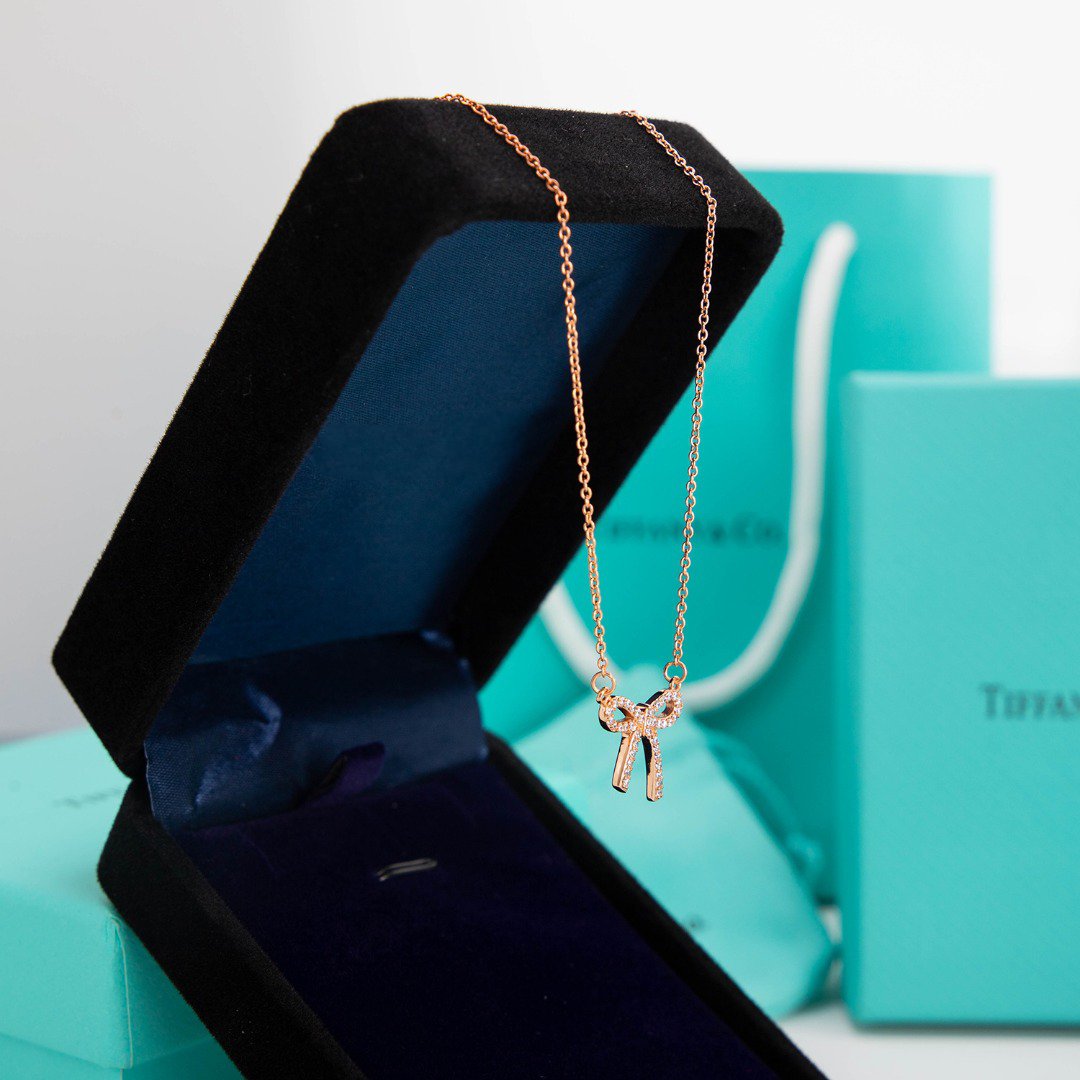 [Regalia Jewels]RIBBON NECKLACE BOW PENDANT DIAMOND CHARM CHAIN
