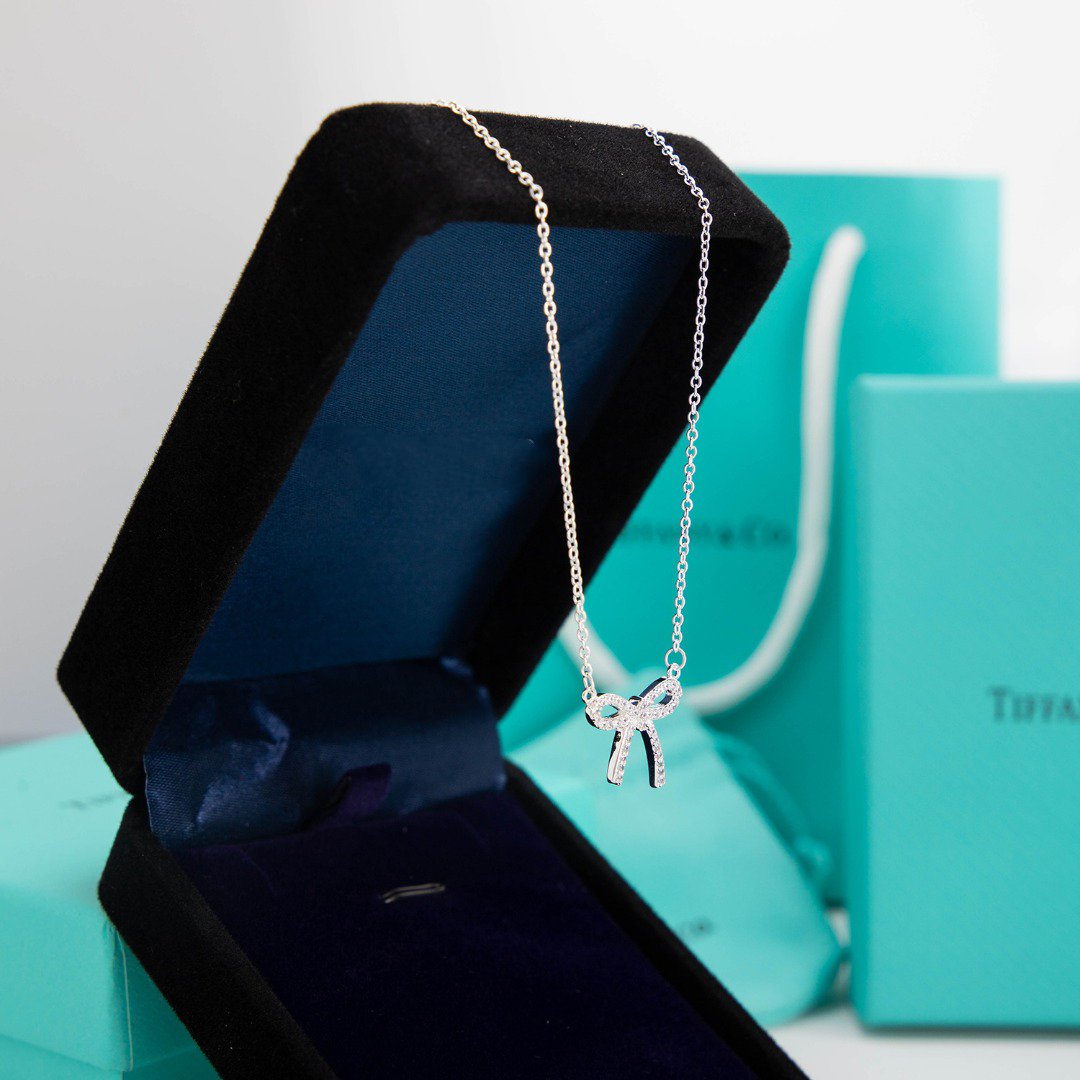 [Regalia Jewels]RIBBON NECKLACE BOW PENDANT DIAMOND CHARM CHAIN