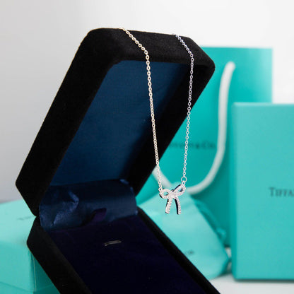 [Regalia Jewels]RIBBON NECKLACE BOW PENDANT DIAMOND CHARM CHAIN