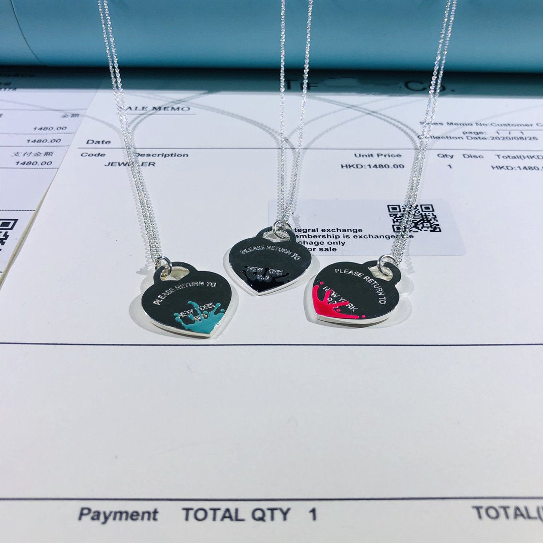 [Regalia Jewels]COLOUR HEART SPLASH TAG NECKLACE