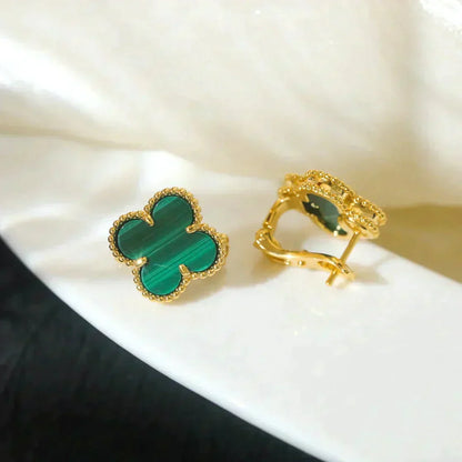 [Regalia Jewelry]CLOVER MEDIUM 1 MOTIFS MALACHITE  EARRINGS
