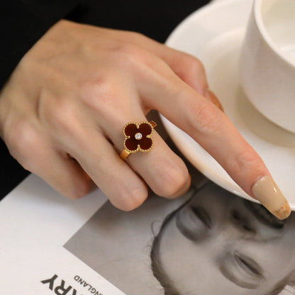 [Regalia Jewelry]CLOVER CARNELIAN RING ROSE GOLD DIAMOND