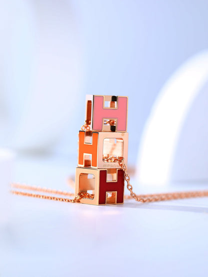 [Regalia Jewelry]H CAGE PINK GOLD NECKLACE