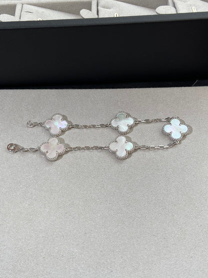 [Regalia Jewelry]CLOVER SILVER MOP 5 MOTIF BRACELET