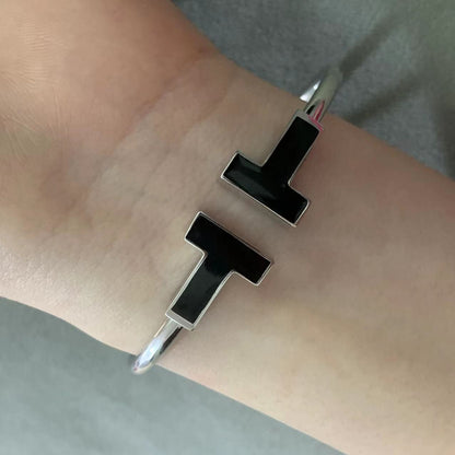 [Regalia Jewels]T WIDE ONYX OPEN BRACELET