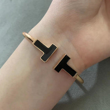 [Regalia Jewels]T WIDE ONYX OPEN BRACELET