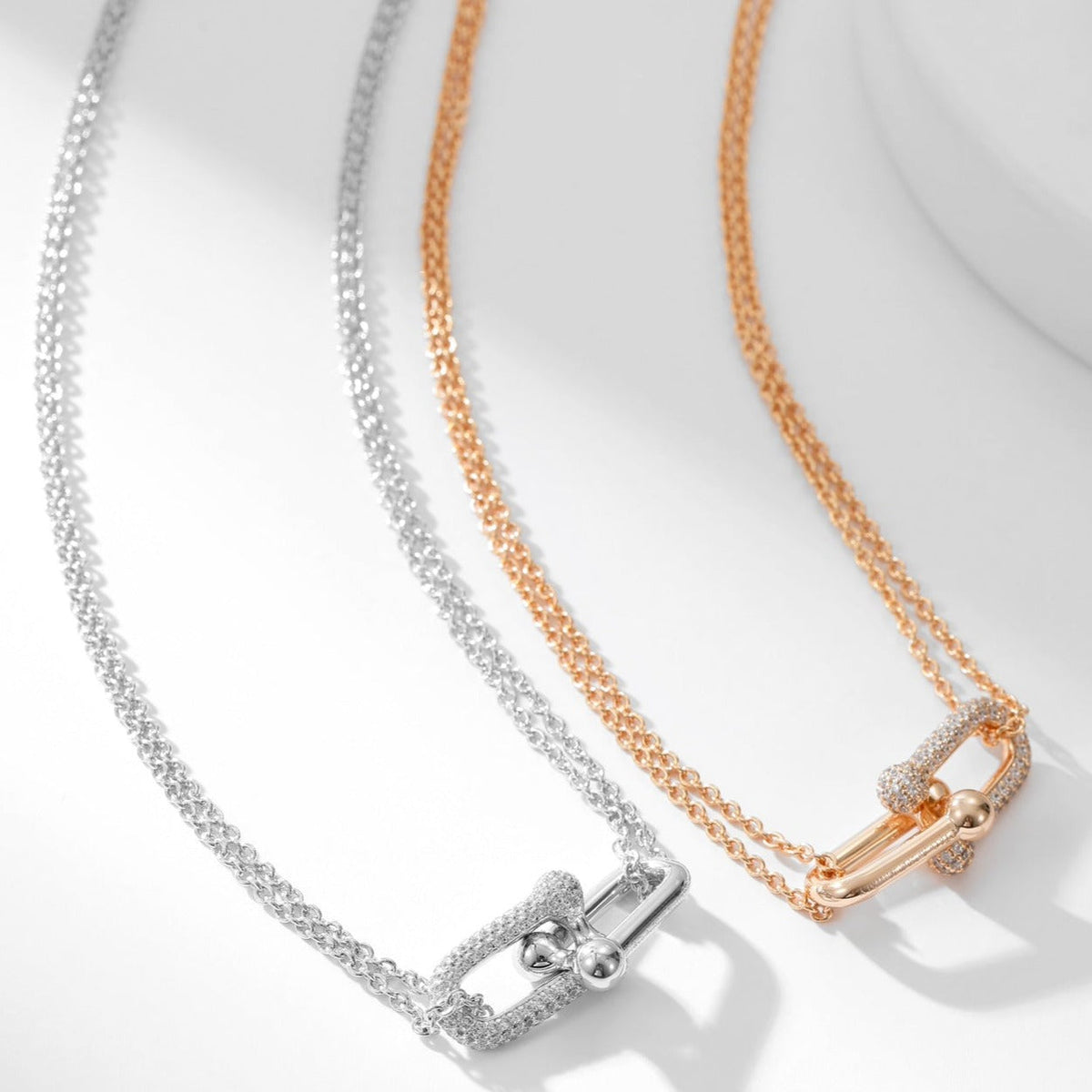 [Regalia Jewels]HARDWEAR DIAMOND PEDANT DOUBLE CHAIN NECKLACE