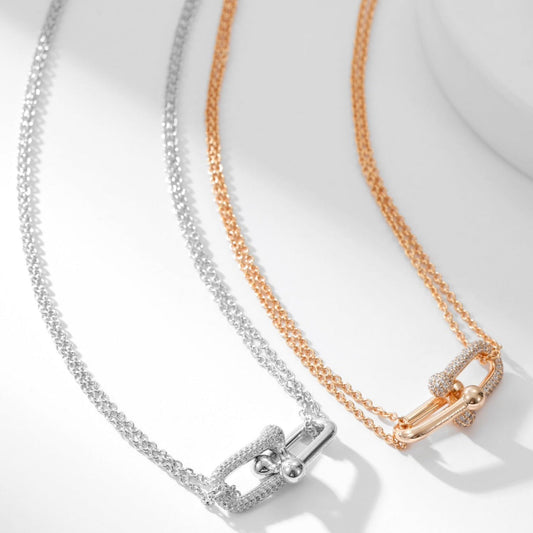 [Regalia Jewels]HARDWEAR DIAMOND PEDANT DOUBLE CHAIN NECKLACE