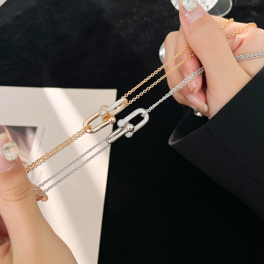 [Regalia Jewels]HARDWEAR DIAMOND PEDANT DOUBLE CHAIN NECKLACE