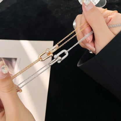 [Regalia Jewels]HARDWEAR DIAMOND PEDANT DOUBLE CHAIN NECKLACE