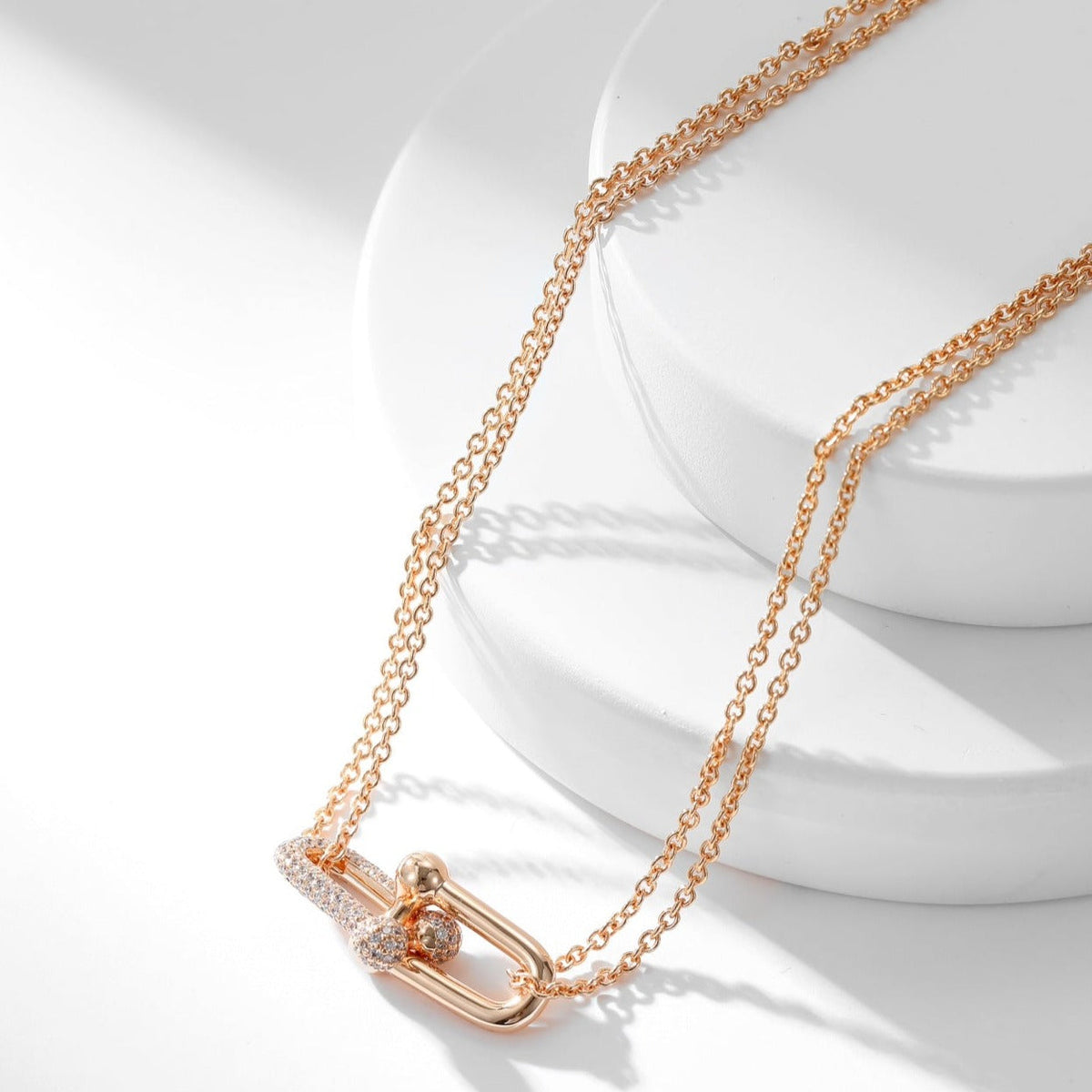 [Regalia Jewels]HARDWEAR DIAMOND PEDANT DOUBLE CHAIN NECKLACE