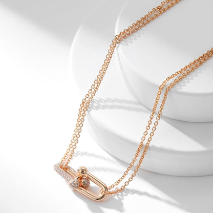 [Regalia Jewels]HARDWEAR DIAMOND PEDANT DOUBLE CHAIN NECKLACE