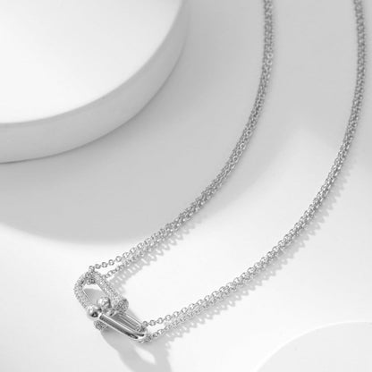 [Regalia Jewels]HARDWEAR DIAMOND PEDANT DOUBLE CHAIN NECKLACE