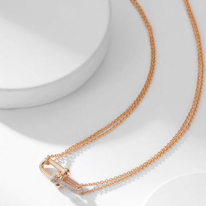 [Regalia Jewels]HARDWEAR DIAMOND PEDANT DOUBLE CHAIN NECKLACE