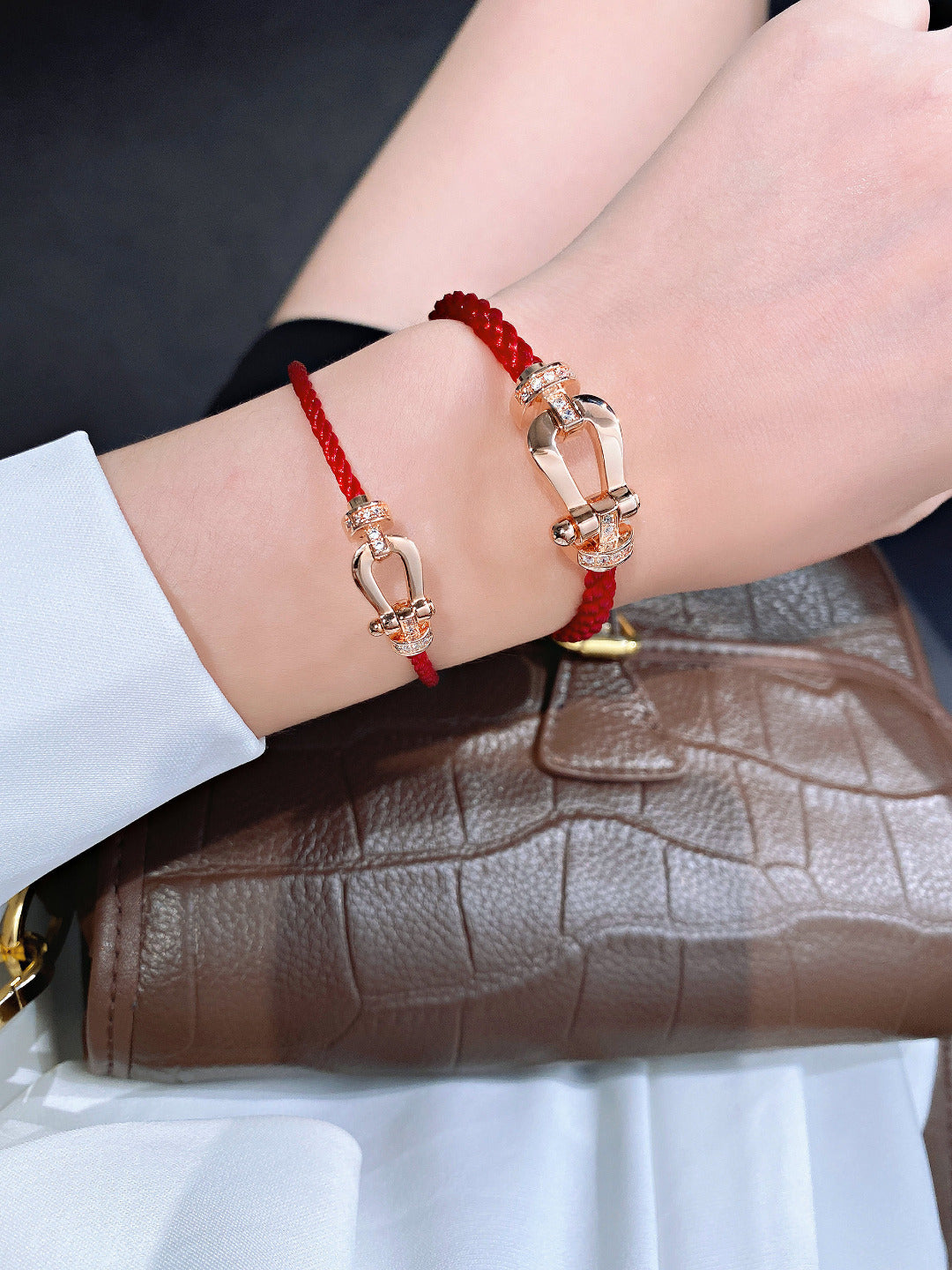 [Regalia Jewelry]FORCE 10 HALF DIAMOND PINK GOLD RED CORDERI LARGE AND MEDIUM MODEL