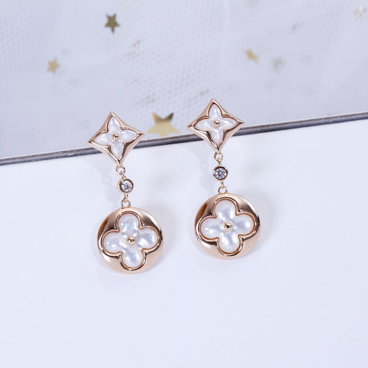 [Regalia Jewelry]STAR AND SUN PINK GOLD MOP DROP EARRINGS